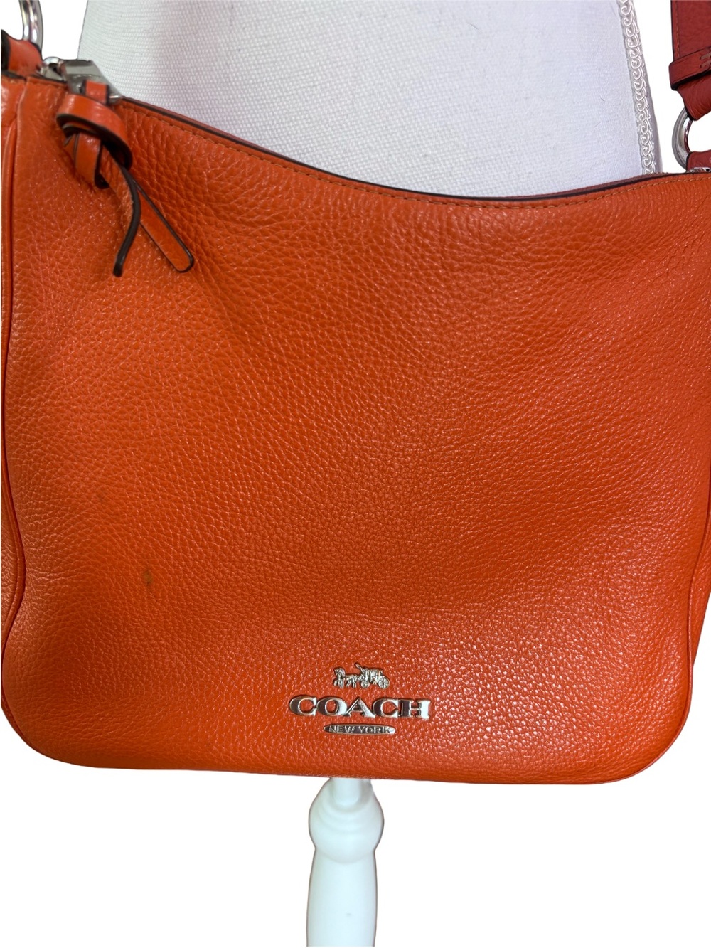 Coach Pebbled Leather Crossbody Bag in Orange - Picture 2 of 7